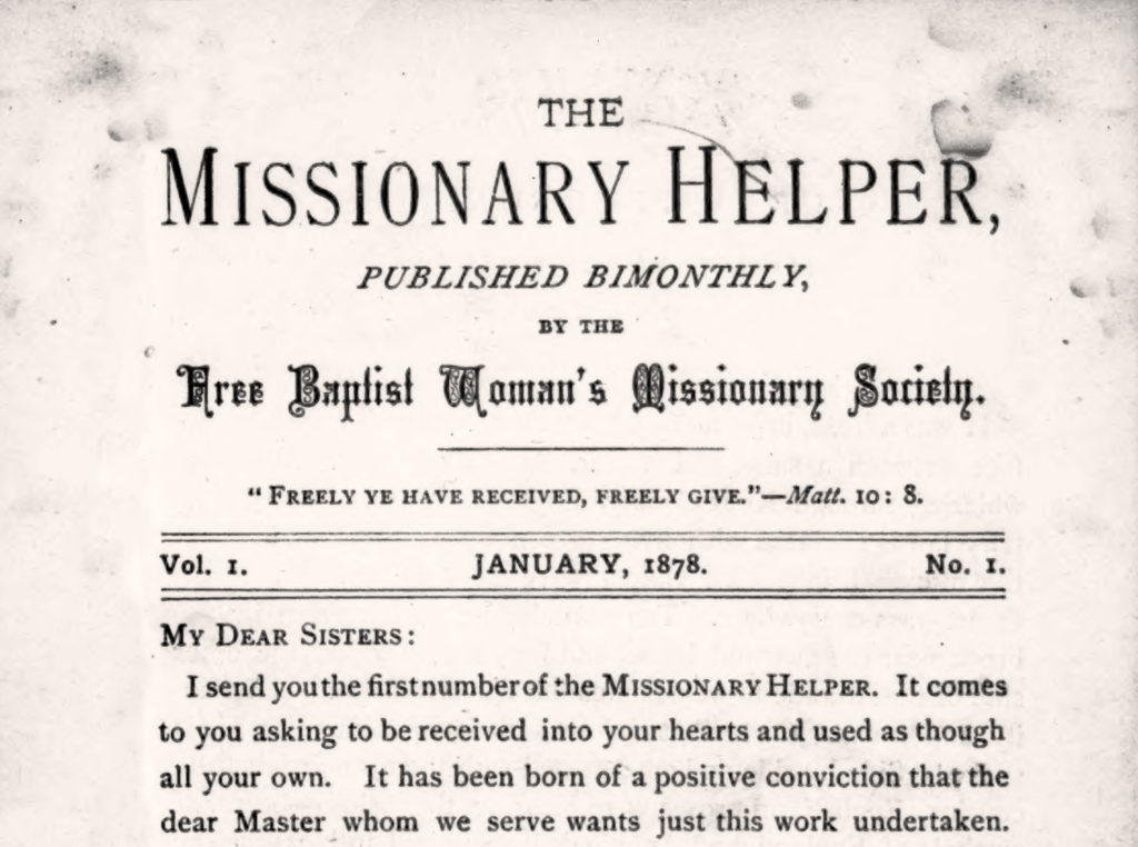 The Missionary Helper (18781919) Free Will Baptist History